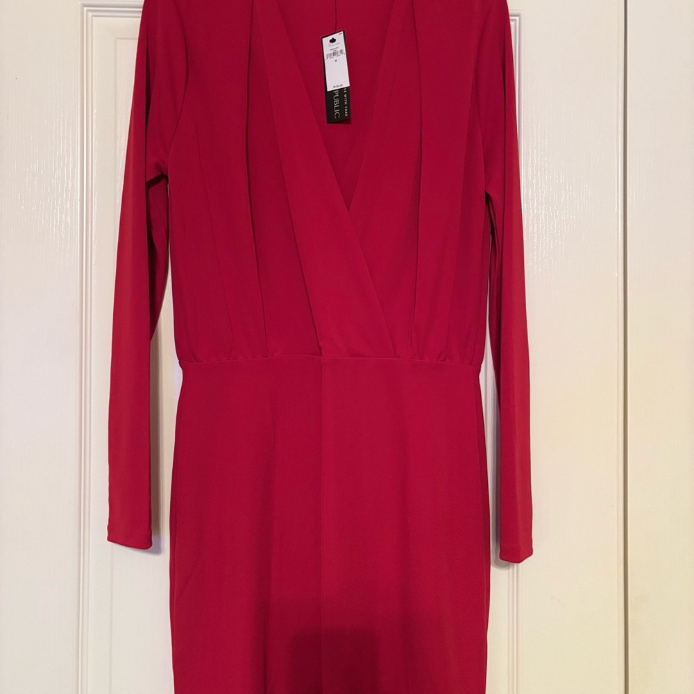 Banana Republic Vibrant Red Long Sleeve Dress